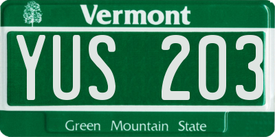 VT license plate YUS203
