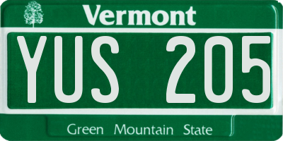 VT license plate YUS205