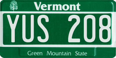 VT license plate YUS208