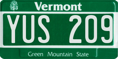 VT license plate YUS209