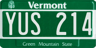 VT license plate YUS214