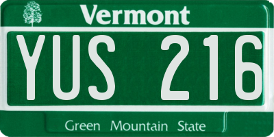 VT license plate YUS216