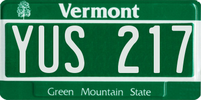 VT license plate YUS217