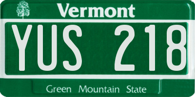 VT license plate YUS218