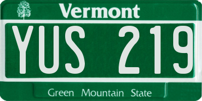 VT license plate YUS219