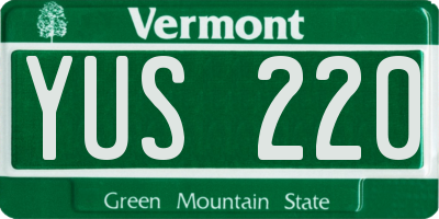 VT license plate YUS220