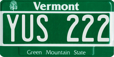 VT license plate YUS222
