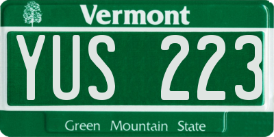 VT license plate YUS223
