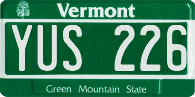 VT license plate YUS226