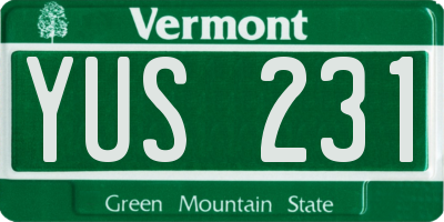 VT license plate YUS231