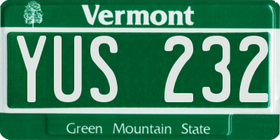 VT license plate YUS232