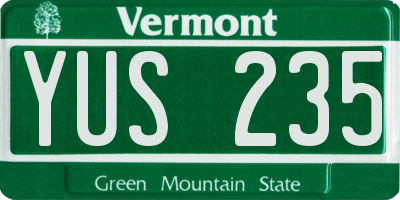 VT license plate YUS235