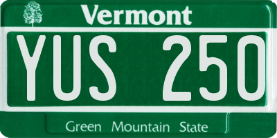 VT license plate YUS250