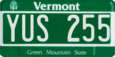VT license plate YUS255