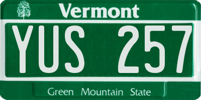 VT license plate YUS257
