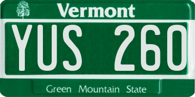 VT license plate YUS260