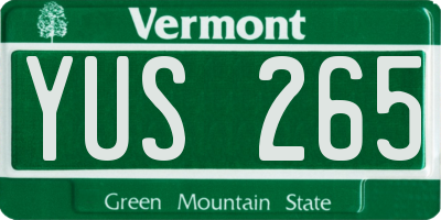 VT license plate YUS265