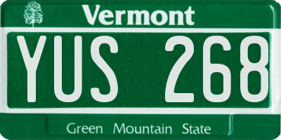 VT license plate YUS268