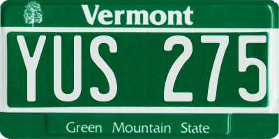 VT license plate YUS275