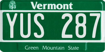 VT license plate YUS287