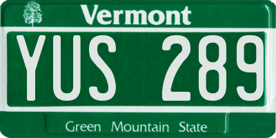 VT license plate YUS289