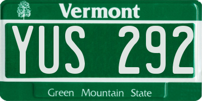 VT license plate YUS292