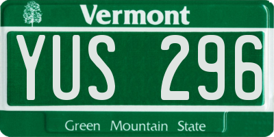 VT license plate YUS296