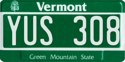 VT license plate YUS308
