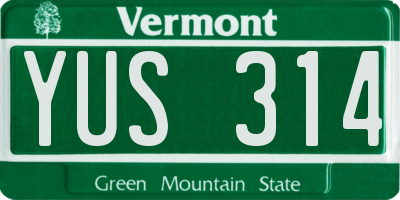 VT license plate YUS314