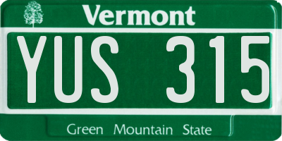VT license plate YUS315