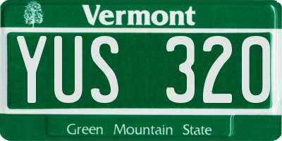 VT license plate YUS320