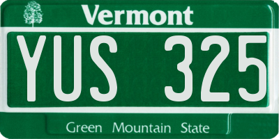VT license plate YUS325