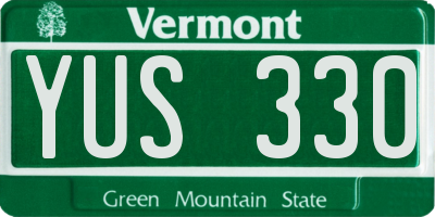 VT license plate YUS330