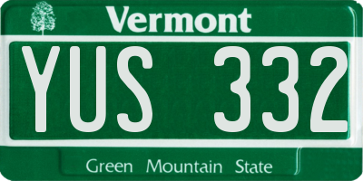 VT license plate YUS332
