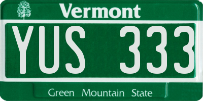 VT license plate YUS333