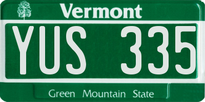VT license plate YUS335