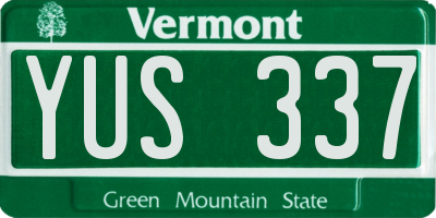 VT license plate YUS337