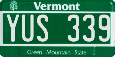 VT license plate YUS339