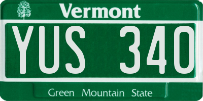 VT license plate YUS340
