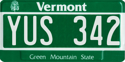 VT license plate YUS342