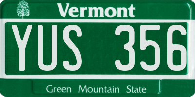 VT license plate YUS356