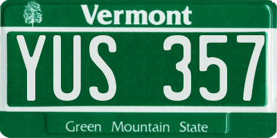 VT license plate YUS357