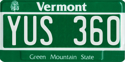 VT license plate YUS360