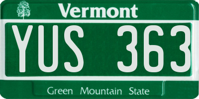 VT license plate YUS363