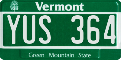 VT license plate YUS364