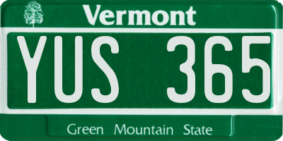 VT license plate YUS365