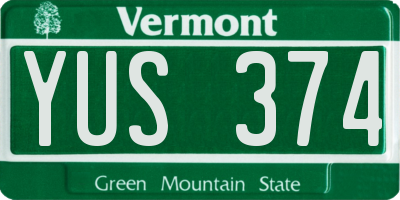 VT license plate YUS374