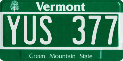 VT license plate YUS377