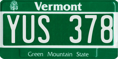 VT license plate YUS378