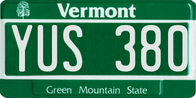 VT license plate YUS380